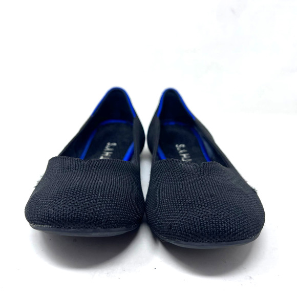 Rothys Flat Black Knit Ballet Round Toe Travel Comfort Shoe Womens Size 8 - Picture 2 of 12
